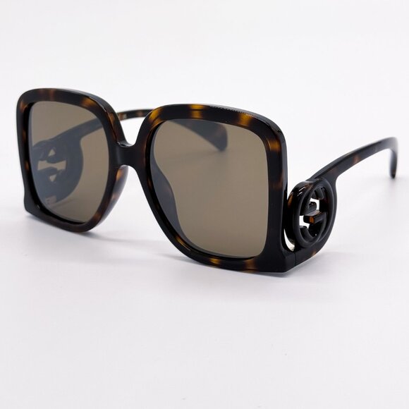 NEW GUCCI GG1326S 007 OVERSIZED DARK HAVANA BROWN MIRROR WOMEN SUNGLASSES GUCCI - Picture 3 of 13